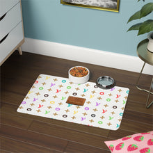 Load image into Gallery viewer, Light Furry Vuiton Faux-Designer Pet Food Mat - Your Posh Pet