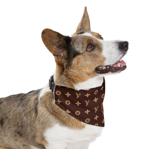 Furry Vuitton Faux-Designer Pet Bandana Collar - Your Posh Pet