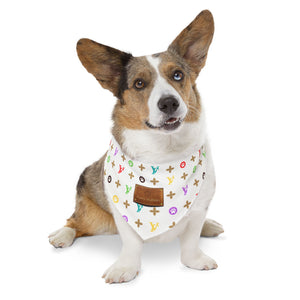 Light Furry Vuiton Faux-Designer Pet Bandana Collar-Your Posh Pet