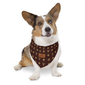 Furry Vuitton Faux-Designer Pet Bandana Collar - Your Posh Pet