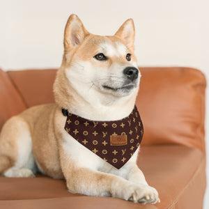 Furry Vuitton Faux-Designer Pet Bandana Collar - Your Posh Pet