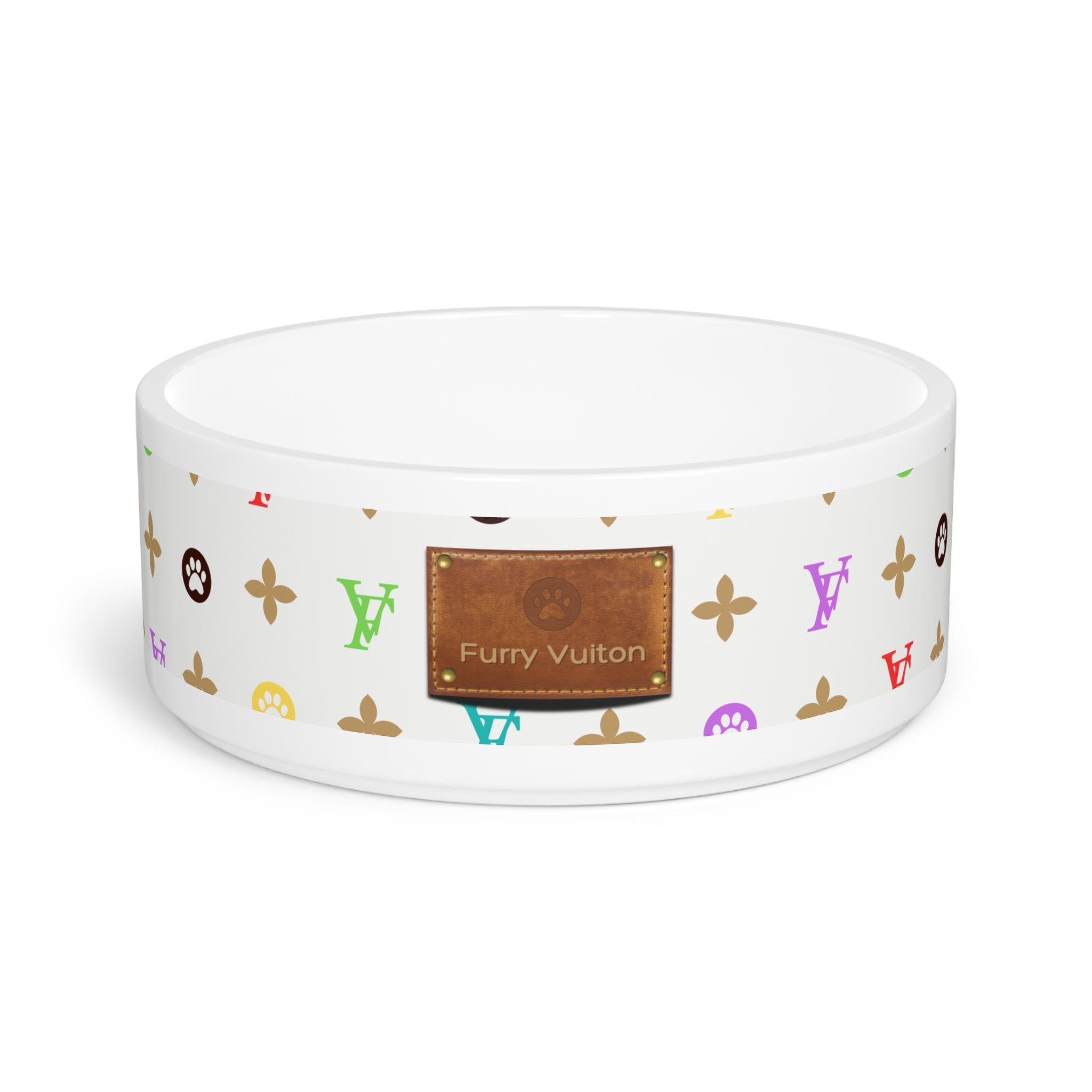 Light Furry Vuiton Pet Bowl-Your Posh Pet