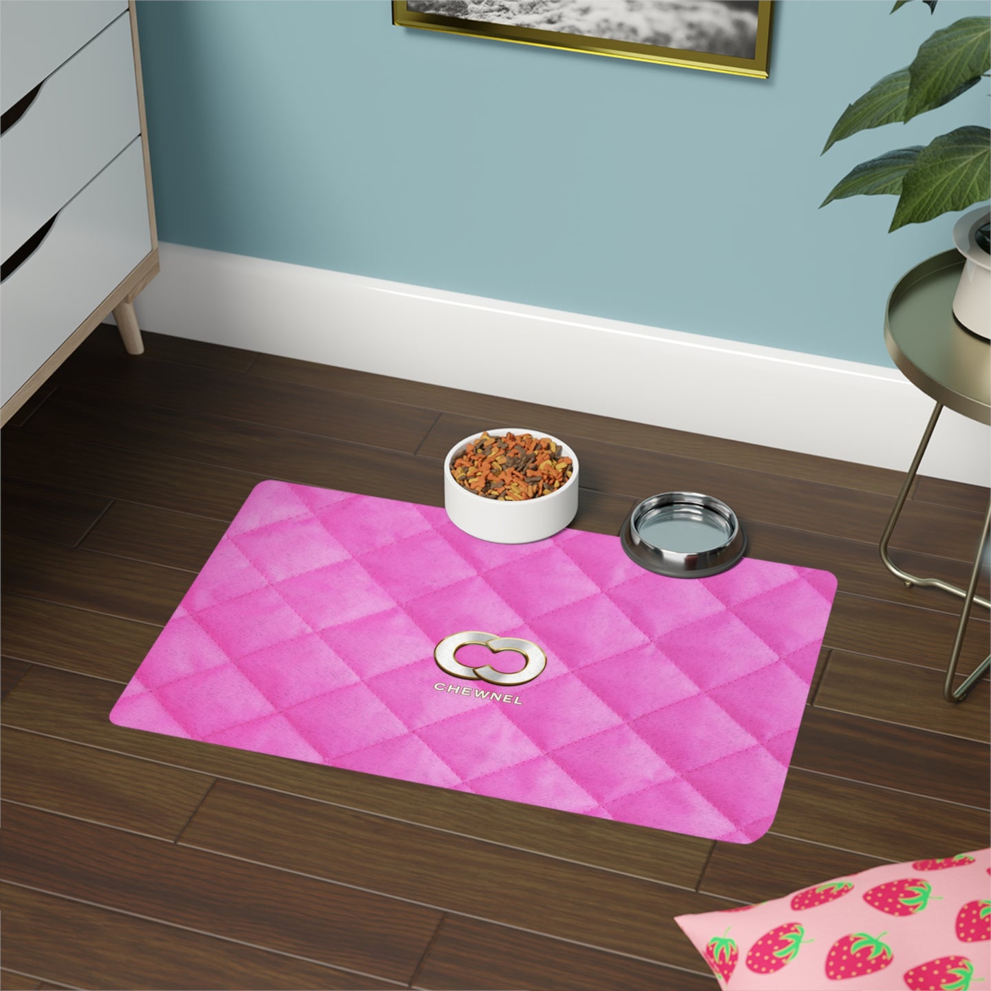 Chewnel Faux-Designer Pet Food Mat-Your Posh Pet