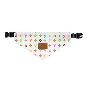 Light Furry Vuiton Faux-Designer Pet Bandana Collar-Your Posh Pet