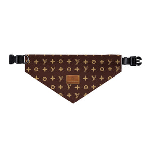 Furry Vuitton Faux-Designer Pet Bandana Collar - Your Posh Pet