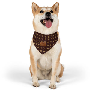 Furry Vuitton Faux-Designer Pet Bandana Collar - Your Posh Pet