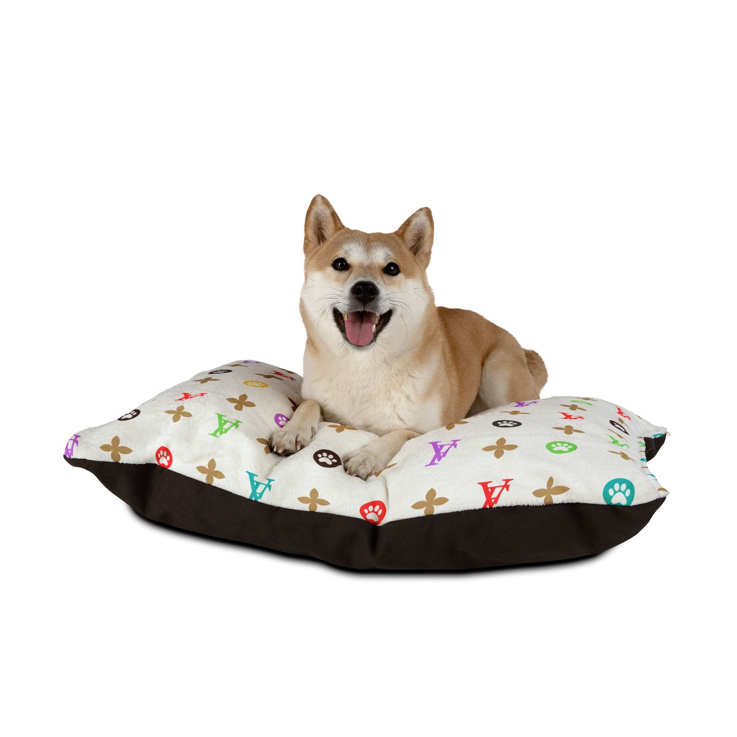 Light Furry Vuiton Faux-Designer Luxury Pet Bed-Your Posh Pet