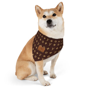 Furry Vuitton Faux-Designer Pet Bandana Collar - Your Posh Pet