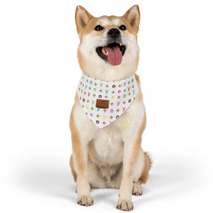 Light Furry Vuiton Faux-Designer Pet Bandana Collar-Your Posh Pet