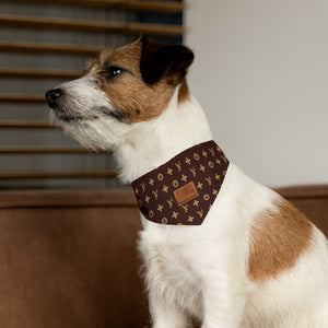 Furry Vuitton Faux-Designer Pet Bandana Collar - Your Posh Pet