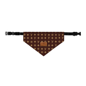 Furry Vuitton Faux-Designer Pet Bandana Collar - Your Posh Pet