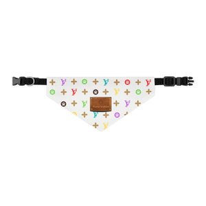 Light Furry Vuiton Faux-Designer Pet Bandana Collar-Your Posh Pet